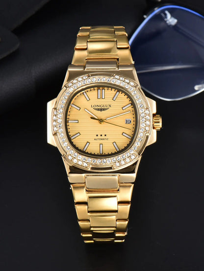 Relógio Automático Cravejado com Calendário Nobrenne Selection