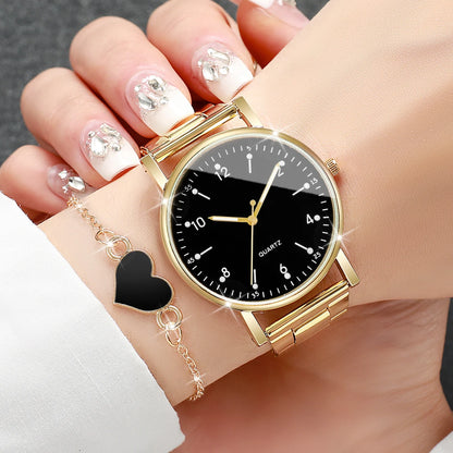 TÁ COLOCANDO RELOGIO FEMININO NA LOJA?2/4PCS Fashion Arabic Dial Women Watches Simple Quaretz Wristwatch with Bracelets Set Reloj Mujer（Without Box）