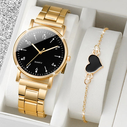 TÁ COLOCANDO RELOGIO FEMININO NA LOJA?2/4PCS Fashion Arabic Dial Women Watches Simple Quaretz Wristwatch with Bracelets Set Reloj Mujer（Without Box）